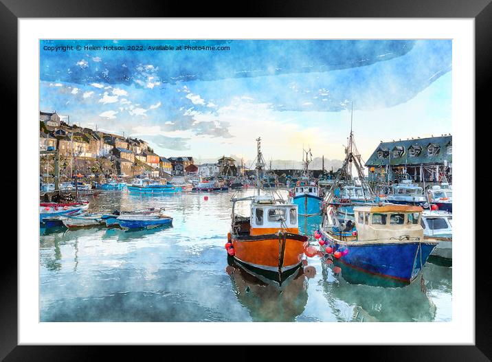 Mevagissey Harbour Framed Mounted Print by Helen Hotson