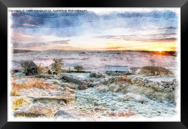 Winter Sunrise on Bodmin Moor Framed Print by Helen Hotson