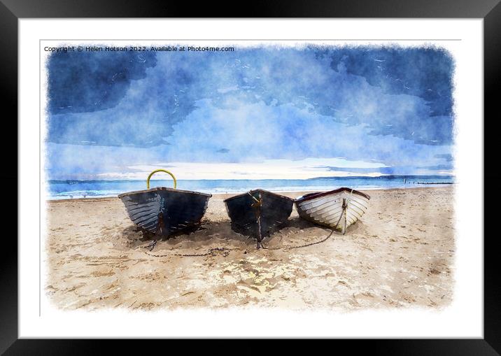 Fishing Boats on Bournemouth Beach Framed Mounted Print by Helen Hotson