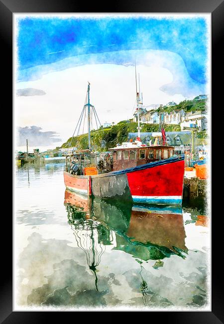 Red Fishing Boat Framed Print by Helen Hotson
