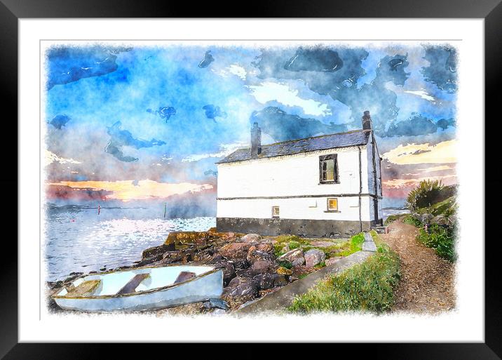 Cottage on the Sea Shore Framed Mounted Print by Helen Hotson