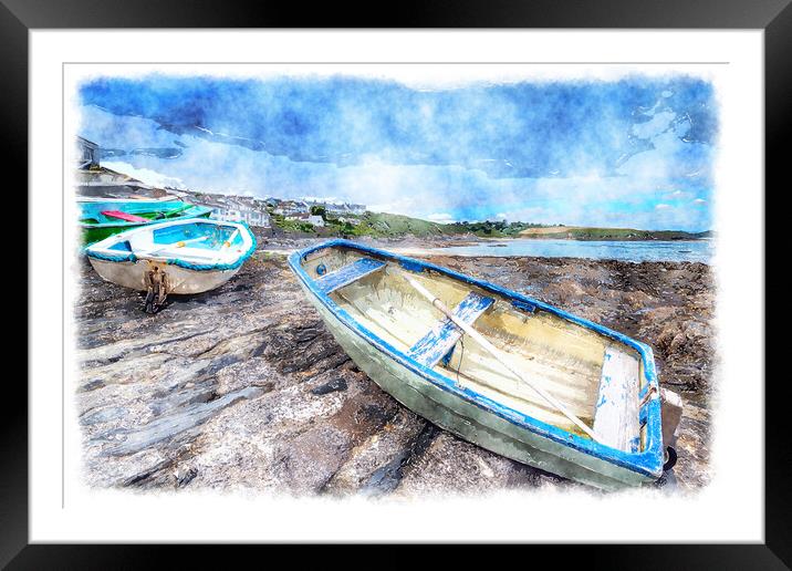 Boats at Portscatho Framed Mounted Print by Helen Hotson