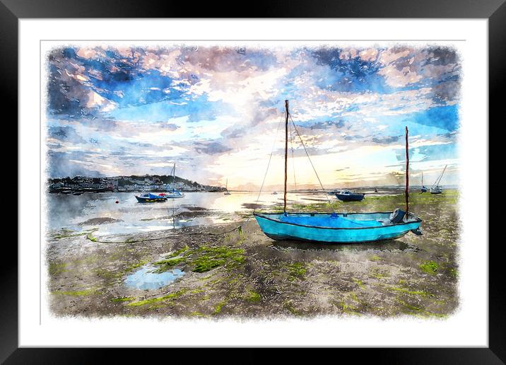 Low Tide at Instow in North Devon Framed Mounted Print by Helen Hotson