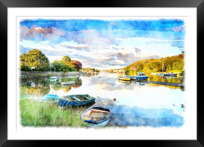Boats at Millbrook in Cornwall Framed Mounted Print by Helen Hotson
