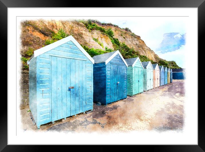 Beach Huts Painting Framed Mounted Print by Helen Hotson