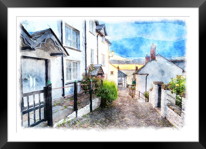 Clovelly Painting Framed Mounted Print by Helen Hotson
