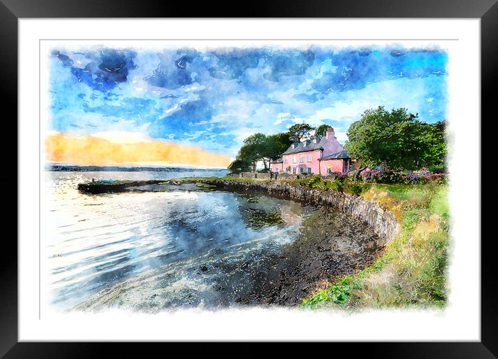 Empacombe Quay in Cornwall Painting Framed Mounted Print by Helen Hotson