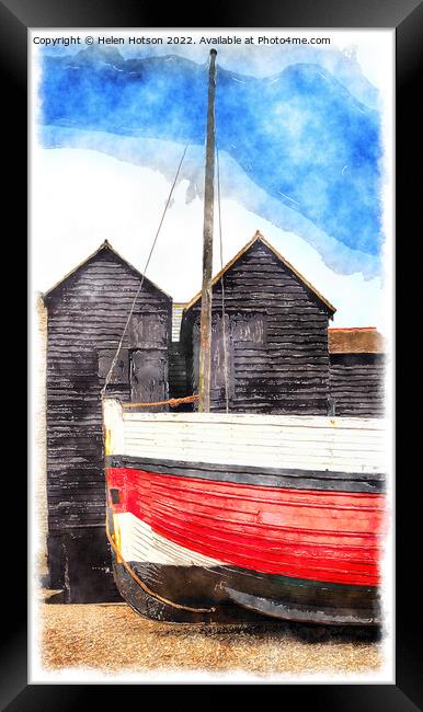 Fisherman's Net Huts at Hastings Painting Framed Print by Helen Hotson