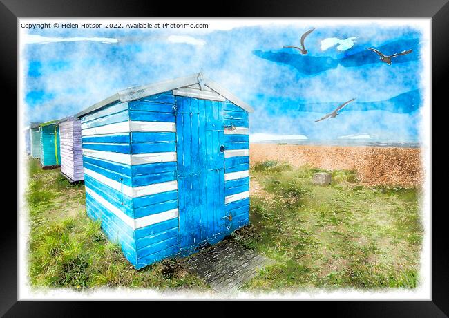 Beach Huts in Kent Painting Framed Print by Helen Hotson