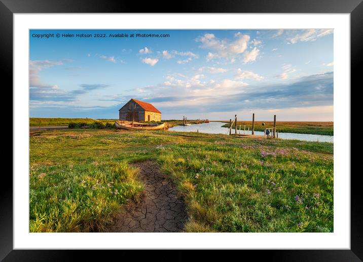 Summer at the old harbour in Thornham  Framed Mounted Print by Helen Hotson