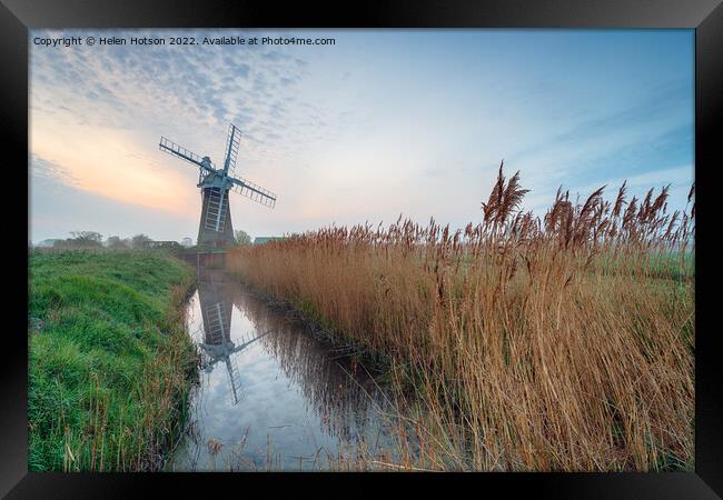 Sunrise over St Benet's Mill  Framed Print by Helen Hotson