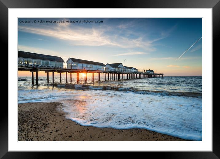 A beautiful sunrise over the pretty pier at Southwold  Framed Mounted Print by Helen Hotson