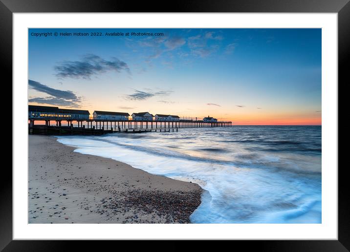 Dawn at the pier at Southwold  Framed Mounted Print by Helen Hotson