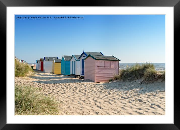 Beach Huts at Southwold Framed Mounted Print by Helen Hotson