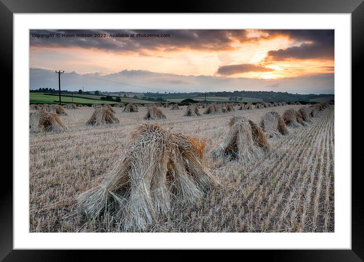 Barley Harvest in Devon Framed Mounted Print by Helen Hotson