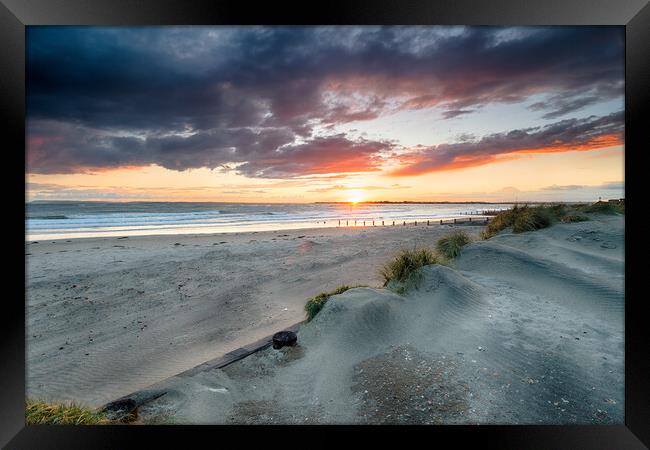 Stormy Sunset at West Wittering Framed Print by Helen Hotson