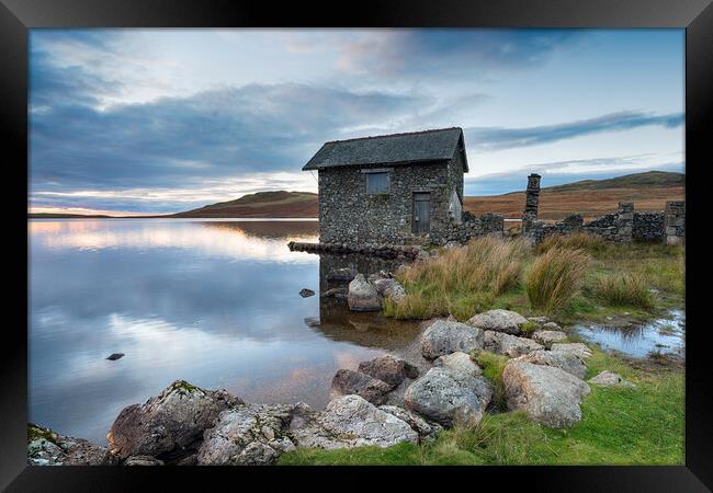 Dusk at Devoke Water Framed Print by Helen Hotson