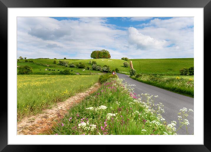 The white horse on Hackpen Hill in Wiltshire Framed Mounted Print by Helen Hotson