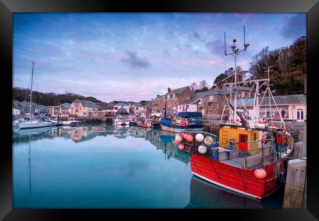 Sunrise Over Padstow Harbour Framed Print by Helen Hotson