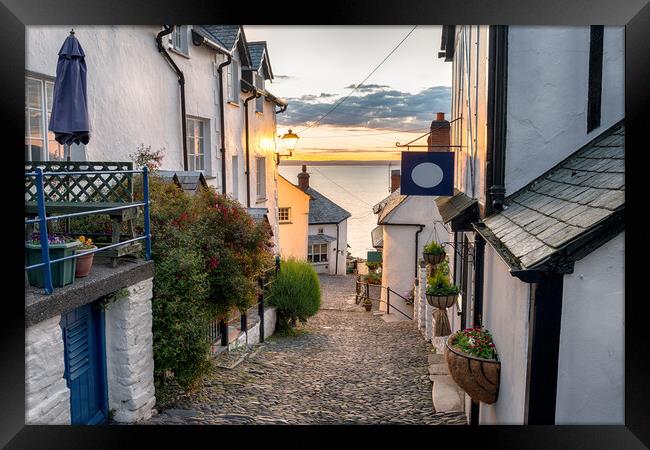 Cobbled Streets at Clovelly Framed Print by Helen Hotson