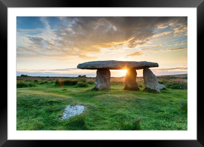 Sunset over Lanyon Quoit Framed Mounted Print by Helen Hotson