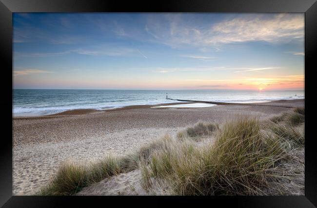 Sand Dunes at Hengistbury Head Framed Print by Helen Hotson