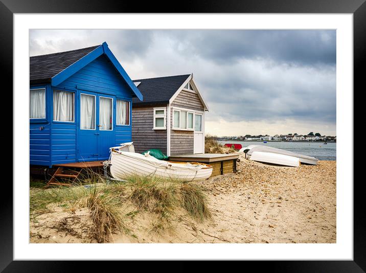 Beach Huts and Boats Framed Mounted Print by Helen Hotson