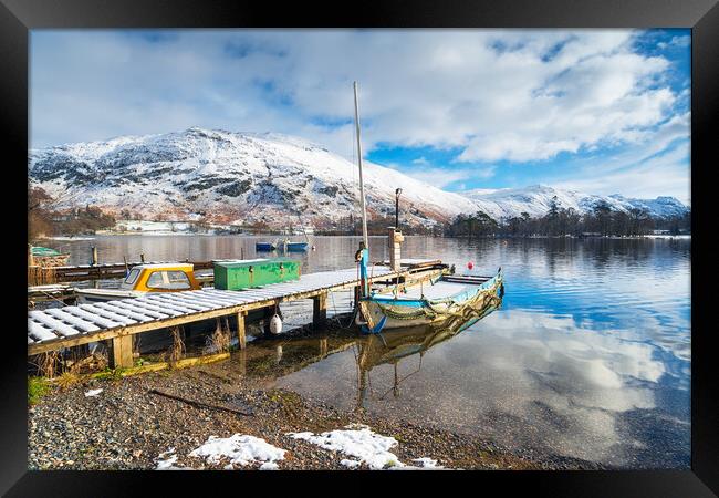 Boats at Ullswater Framed Print by Helen Hotson