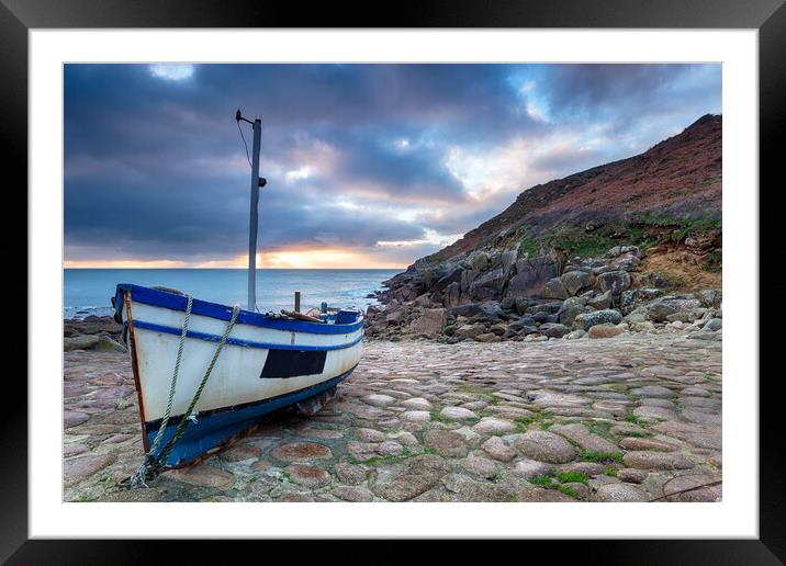 Fishing Boat on A Beach Framed Mounted Print by Helen Hotson