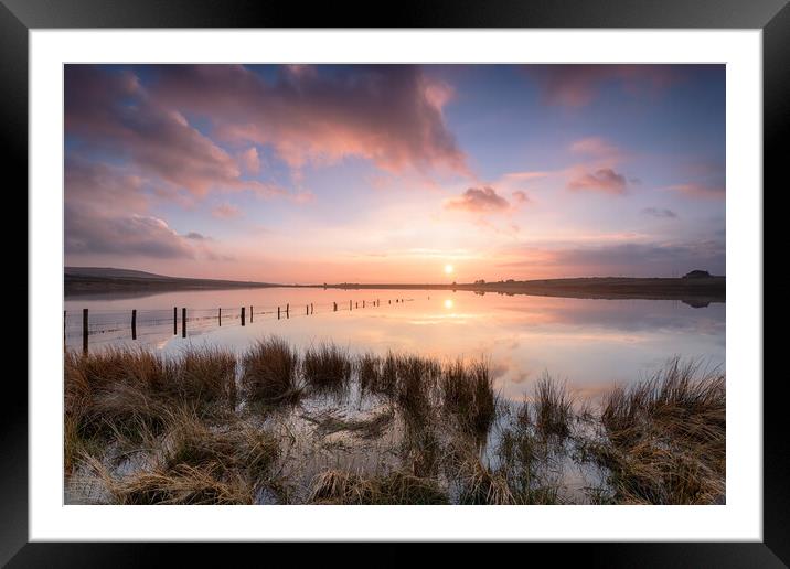 Sunset over Dozmary Pool Framed Mounted Print by Helen Hotson