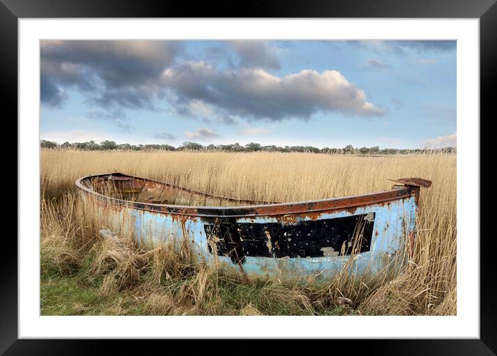 Shipwrecked Boat Framed Mounted Print by Helen Hotson