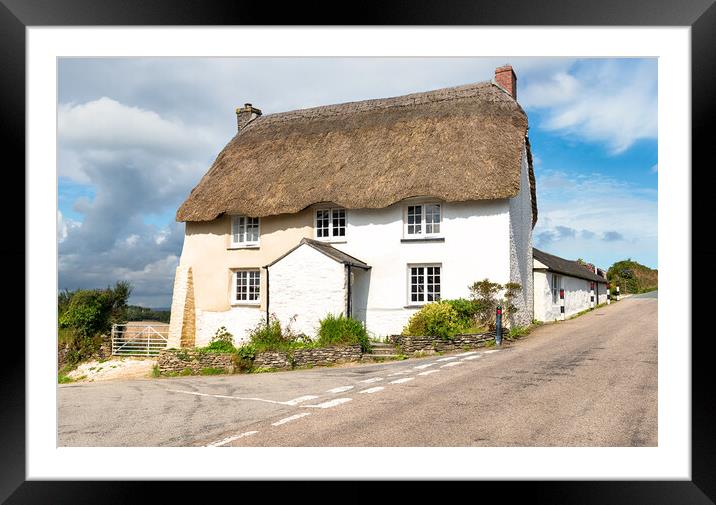 English Thatched Cottage Framed Mounted Print by Helen Hotson