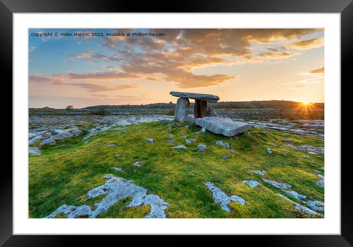 Stunning sunrise over the Poulnabrone dolmen Framed Mounted Print by Helen Hotson
