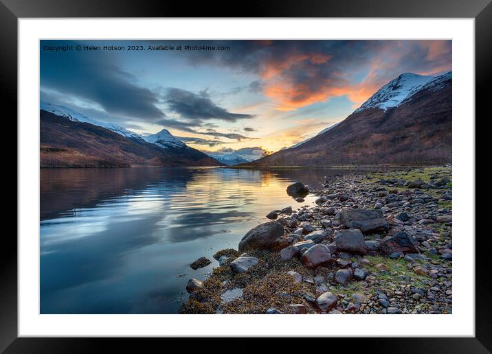 Sunset from the shores of Loch Leven  Framed Mounted Print by Helen Hotson