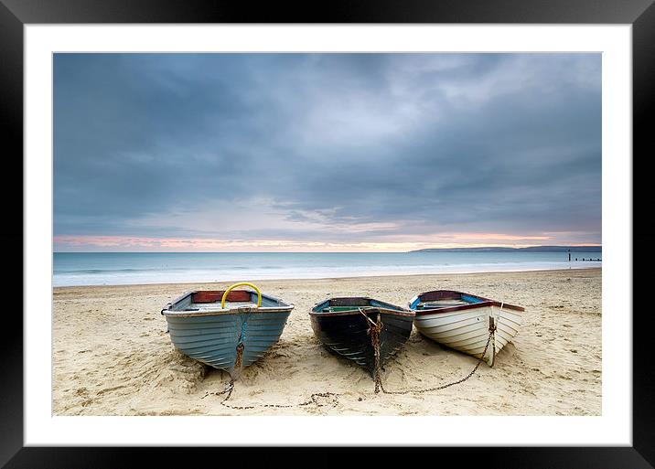 Boats at Durley Chine Framed Mounted Print by Helen Hotson