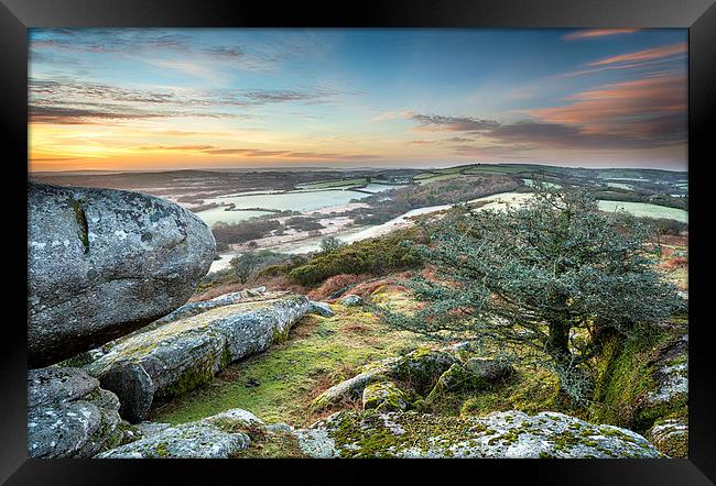 Frosty Morning at Helman Tor in Cornwall Framed Print by Helen Hotson
