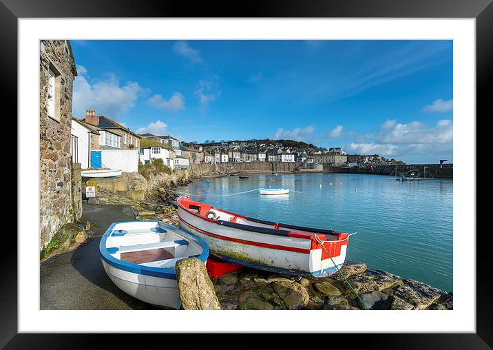 Mousehole Harbour Framed Mounted Print by Helen Hotson