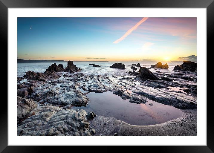 Rock Pools at Looe Framed Mounted Print by Helen Hotson