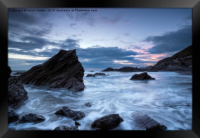 Cornwall Coast at Whitsand Bay Framed Print by Helen Hotson