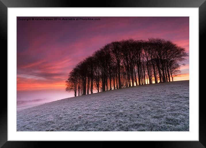 Fiery Sunrise Over Those Trees Framed Mounted Print by Helen Hotson