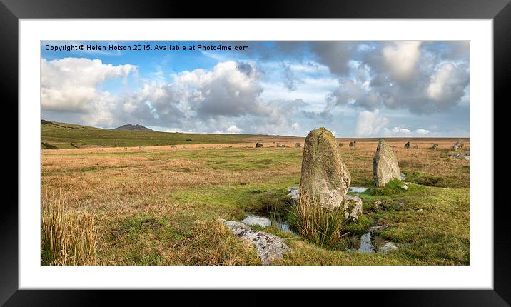 Stannon Stone Circle on Bodmin Moor in Cornwall Framed Mounted Print by Helen Hotson