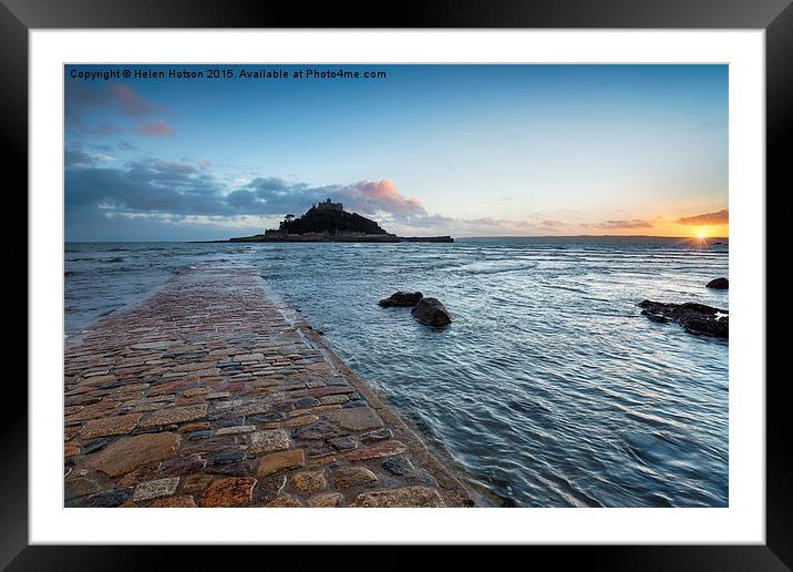 Sunset at Marazion Framed Mounted Print by Helen Hotson