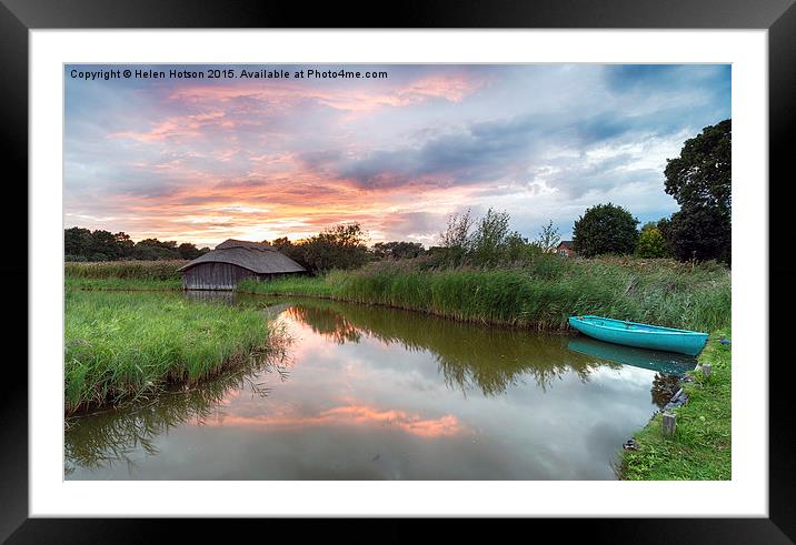 Thatched Boat House on the Norfolk Broads Framed Mounted Print by Helen Hotson