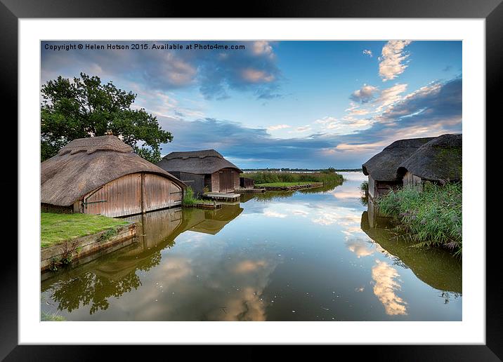 Thatched Boat Houses Framed Mounted Print by Helen Hotson