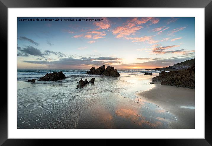 Sunset at Whitsand Bay Framed Mounted Print by Helen Hotson
