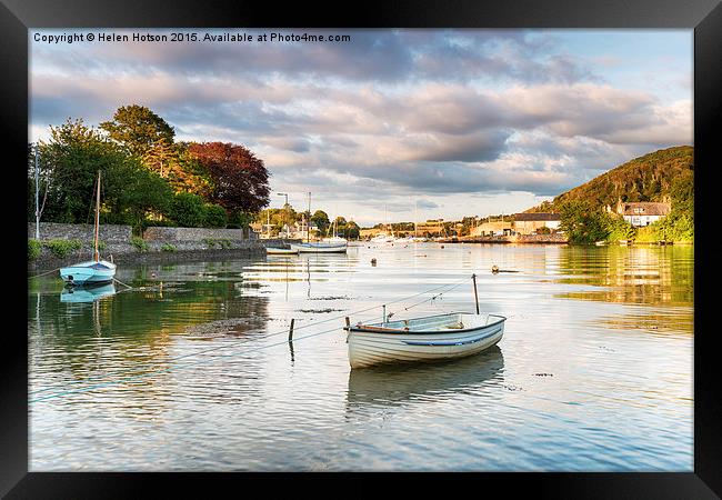 Boats at Millbrook in Cornwall Framed Print by Helen Hotson