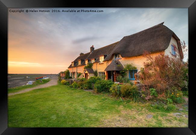 Somerset cottages Framed Print by Helen Hotson