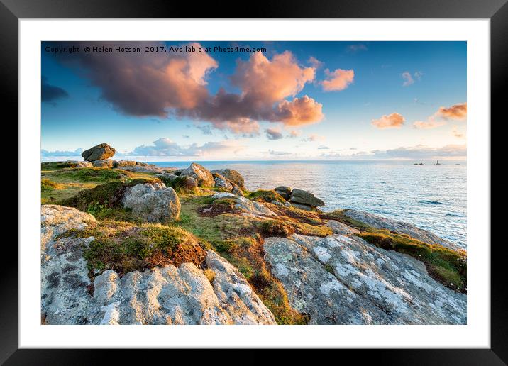Clifftops at Land's End in Cornwall Framed Mounted Print by Helen Hotson