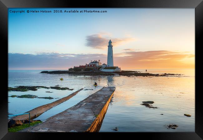 St Mary's Island at Whitley Bay Framed Print by Helen Hotson