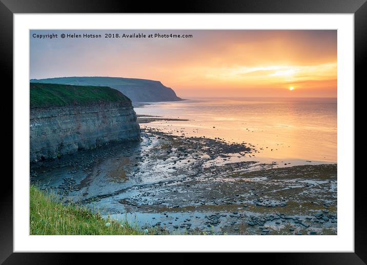 Sunset at Staithes Framed Mounted Print by Helen Hotson